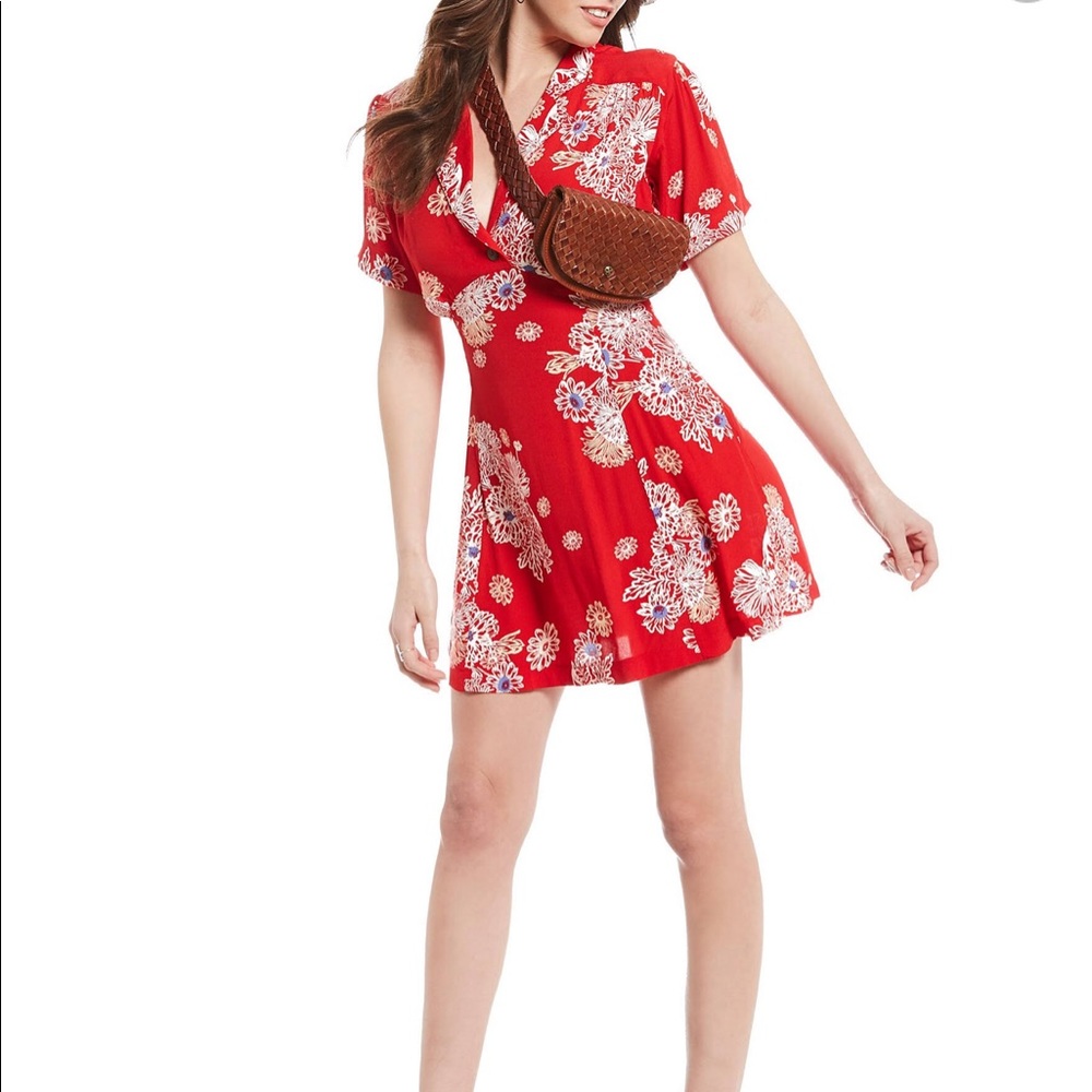 Brand new Free People Red Combo Mini Dress